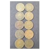 (10) INDIAN HEAD PENNIES, CLEAR DATES
