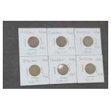 (6) INDIAN HEAD PENNIES 1881-1908
