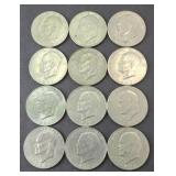 (12) EISENHOWER DOLLARS, MIXED DATES
