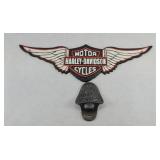 CAST IRON HARLEY DAVIDSON SIGN & BOTTLE OPENER