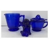 COBALT BLUE MEASURING CUPS, ANGEL & JUICER