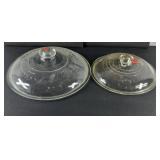 (2) WAGNER GLASS LIDS 11 INCH & 8 3/4 INCH