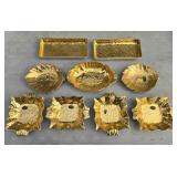 GOLD TRIM NUT & MINT DISHES