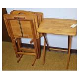 (4) SOLID WOOD TV TRAYS W/ HOLDER