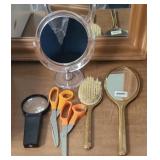 VANITY MIRROR, BRUSH, & SCISSORS