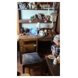 WOOD DESK W/ HUTCH & CHAIR