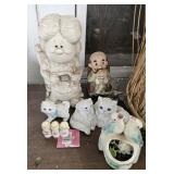 GRANDMA & GRANDPA FIGURINE, PARROT PLANTER & MORE