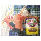 LARGE VINTAGE DONKEY PLUSHIE & HOMEMADE MASK