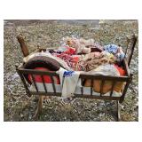ANTIQUE BABY ROCKER W/ ASSTD DOLLS