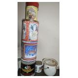 VINTAGE GRANITE POT & ADVERTISING TINS