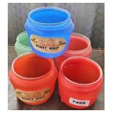 (5) VINTAGE HONEY WHIP GLASS CONTAINERS