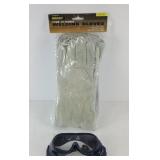 (3) LEATHER WELDING GLOVES & GOGGLES