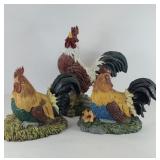 (3) ROOSTER FIGURINES
