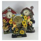 (3) SUNFLOWER CLOCKS