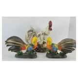 ROOSTER & (2) HENS FIGURINES