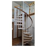 SPIRAL STAIRCASE, METAL W/ WOOD TRIM