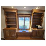 (2) BUILT IN CABINET BOOKSHELVES W/ BENCH