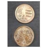 (2) LIMITED EDITION COPPER COINS  OZ EACH