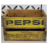 (2) PEPSI WOOD CRATES