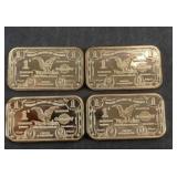 (4) COPPER BARS 1 OZ EACH