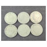 (6) V NICKELS WITH CLEAR DATES