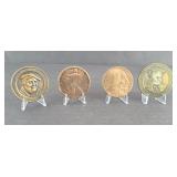(4) COPPER REPLICA COINS
