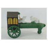 CAST IRON MECHANICAL CAT TEASING DOG