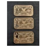 (3) COPPER BARS 1 OZ EACH
