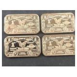(4) COPPER BARS 1 OZ EACH