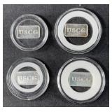 (4) MINI SILVER BARS 1 GRAM OF .999 SILVER EACH