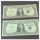 (2) $1 SILVER CERTIFICATES 1935 & 1957