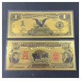 (2) AMERICAN HISTORY GOLD FOIL FANTASY BILLS