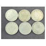 (6) V NICKELS WITH CLEAR DATES