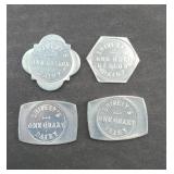 (4) ROSEVILLE INDIANA  DAIRY TOKENS 1920