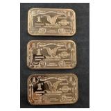 (3) COPPER BARS 1 OZ EACH