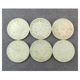 (6) V NICKELS WITH CLEAR DATES