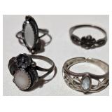 (3) STERLING SILVER RINGS & (1) UNMARKED