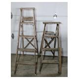 (2) WOOD LADDERS: 4 FOOT & 5 FOOT