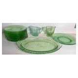 URANIUM GLASS PLATES, PLATTER, MORE