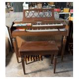 WURLITZER ELECTRIC ORGAN RECORD/PLAYER W/ BENCH