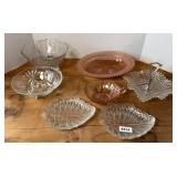 PINK DEPRESSION & CRYSTAL GLASSWARE