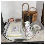 MUSICAL BASKET, PICTURE FRAME & DRESSER MIRROR