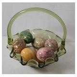 BASKET W/ MARBLE EGGS