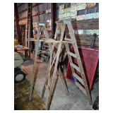 (2) 6 FOOT WOOD LADDERS: BLUE RIBBON & OTHER