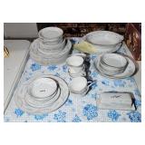 VALMONT BLUE WHEAT CHINA DISHES SERVICE FOR 8