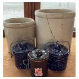 (5) CROCKS LARGEST CROCK CRACKED