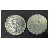 (2) AMERICAN EAGLE SILVER DOLLARS 1 OZ SILVER