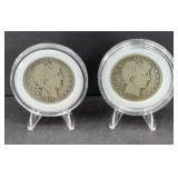 (2) 1915 BARBER SILVER HALF DOLLARS
