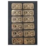 (12) 1 OUNCE COPPER ART BARS