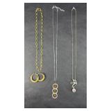 (3) STERLING SILVER NECKLACES  & EARRING